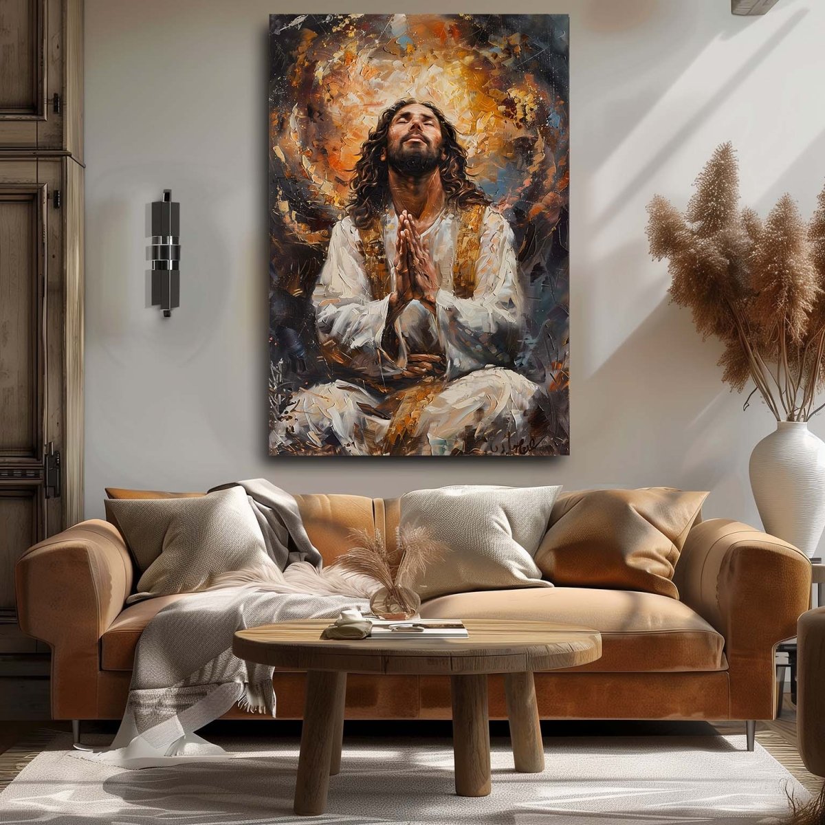 Christ:The Burdened Savior Canvas Wall Painting (24 x 36 Inches)