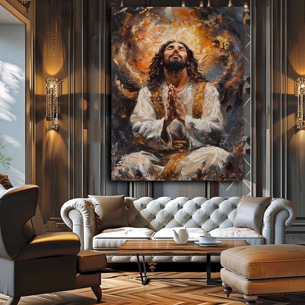 Christ:The Burdened Savior Canvas Wall Painting (24 x 36 Inches)