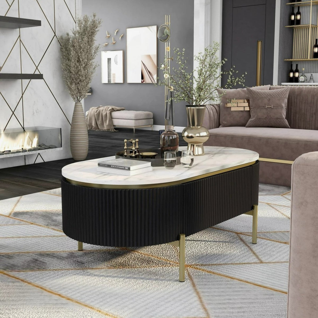 Coffee Table:The Ripple Stone Center Table