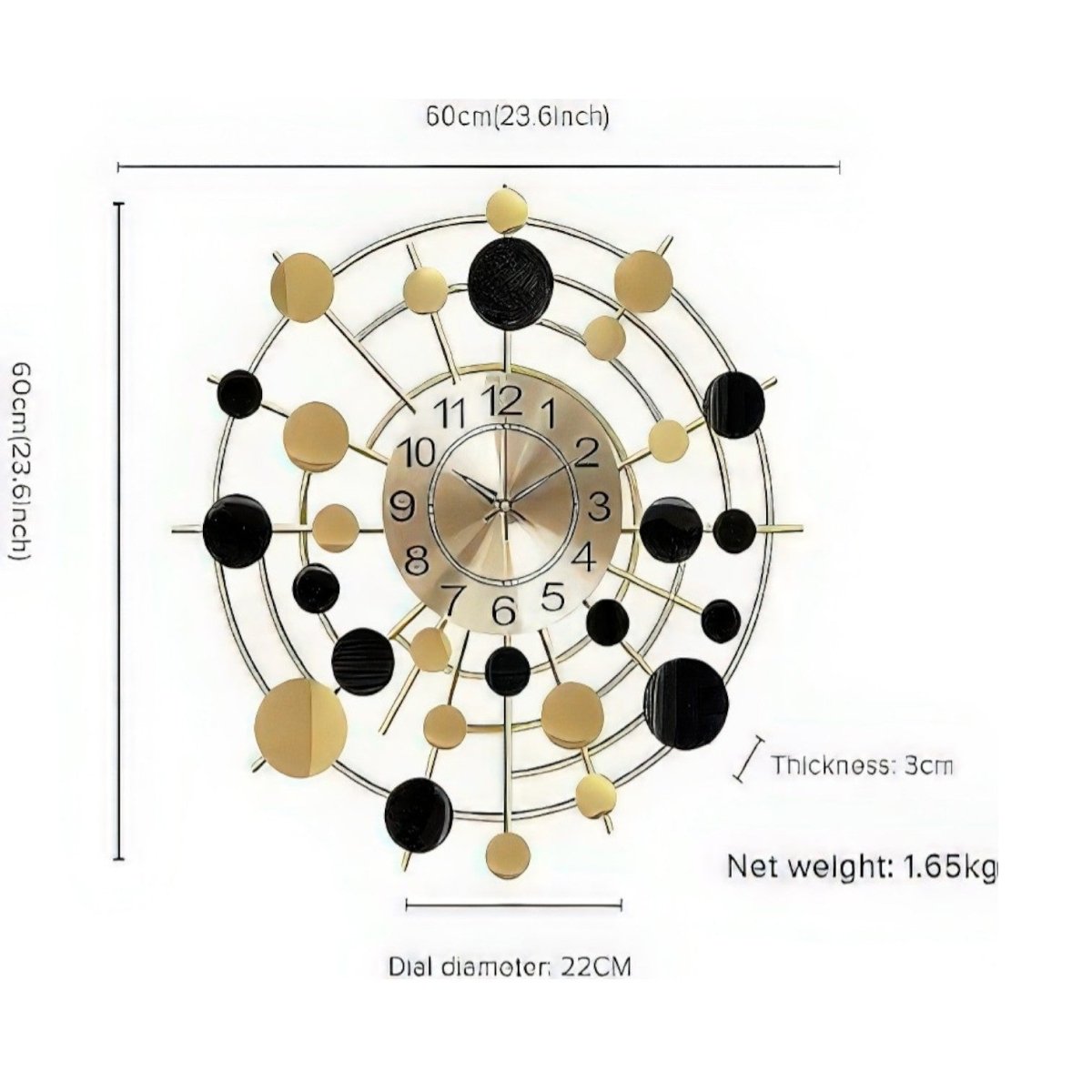 Contemporary Circular Wall Art with Metallic Accents (23.6 x 23.6 Inches)