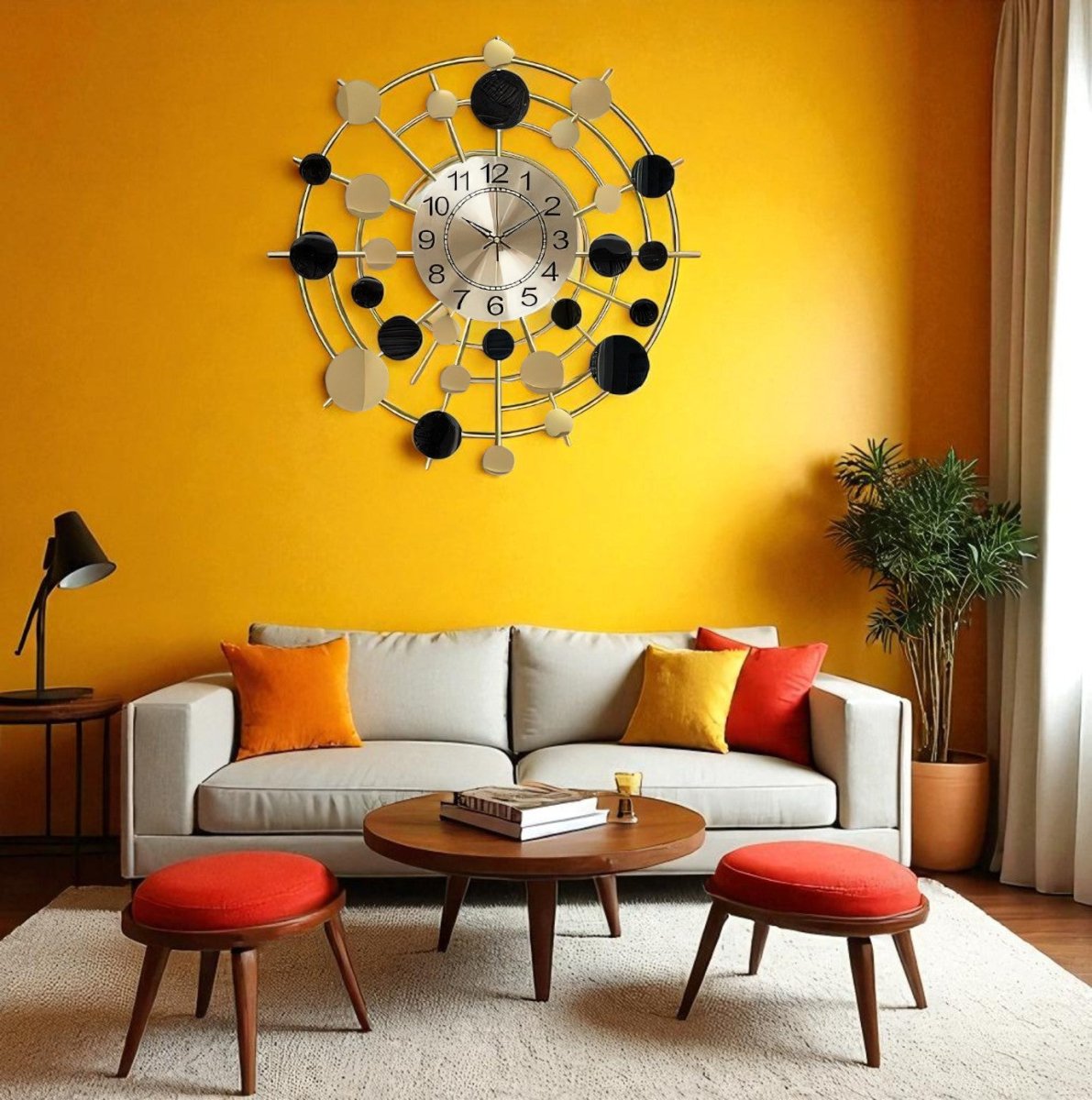 Contemporary Circular Wall Art with Metallic Accents (23.6 x 23.6 Inches)