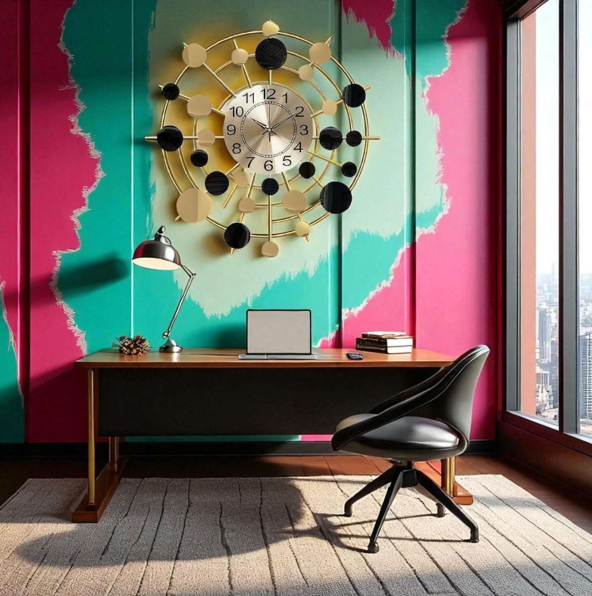 Contemporary Circular Wall Art with Metallic Accents (23.6 x 23.6 Inches)