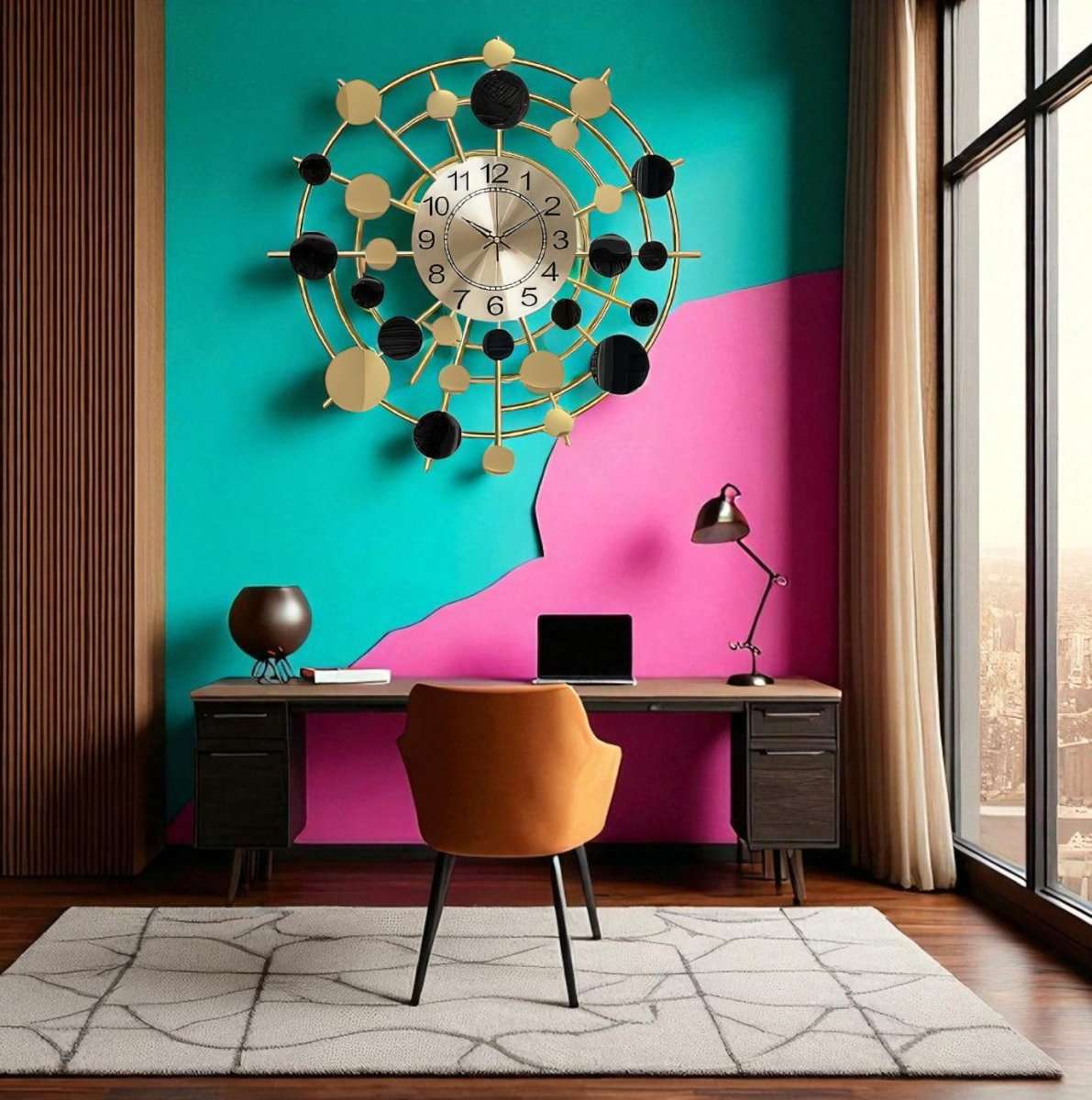 Contemporary Circular Wall Art with Metallic Accents (23.6 x 23.6 Inches)
