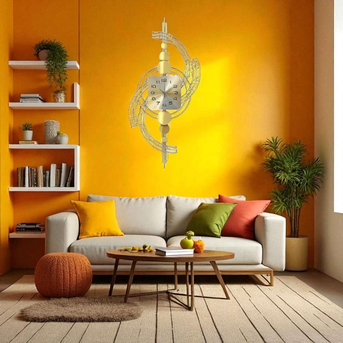 Contemporary Gold Fanned Wall Sculpture (39.3 x 18.8 Inches)