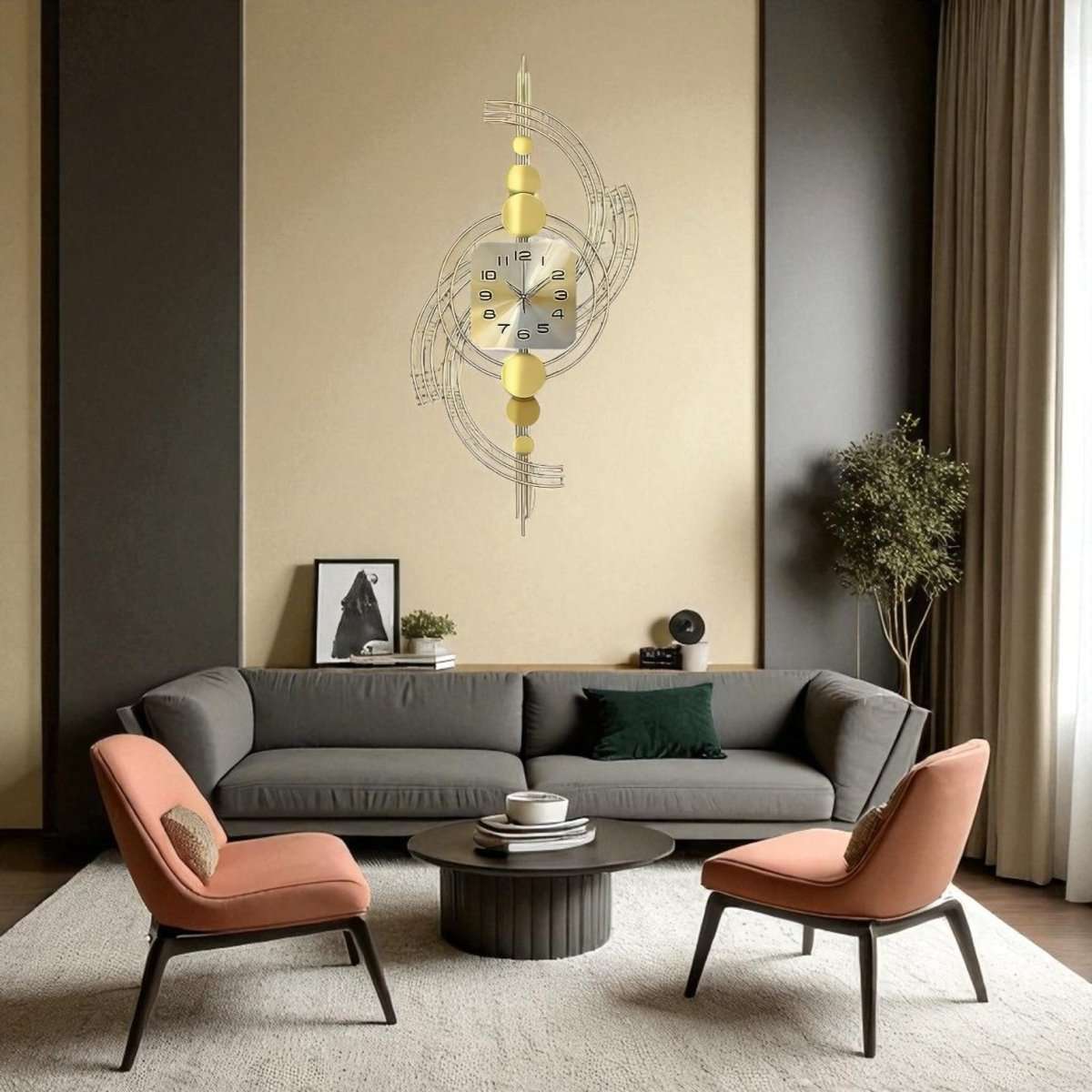 Contemporary Gold Fanned Wall Sculpture (39.3 x 18.8 Inches)