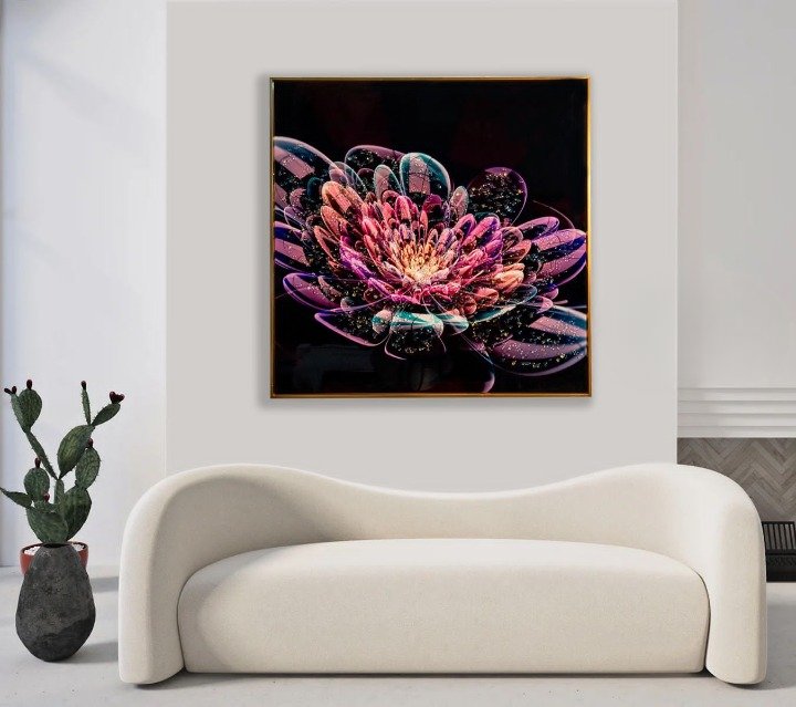 Crystal Gerbera Bloom Crystal Wall Painting (60 x 60 cms)