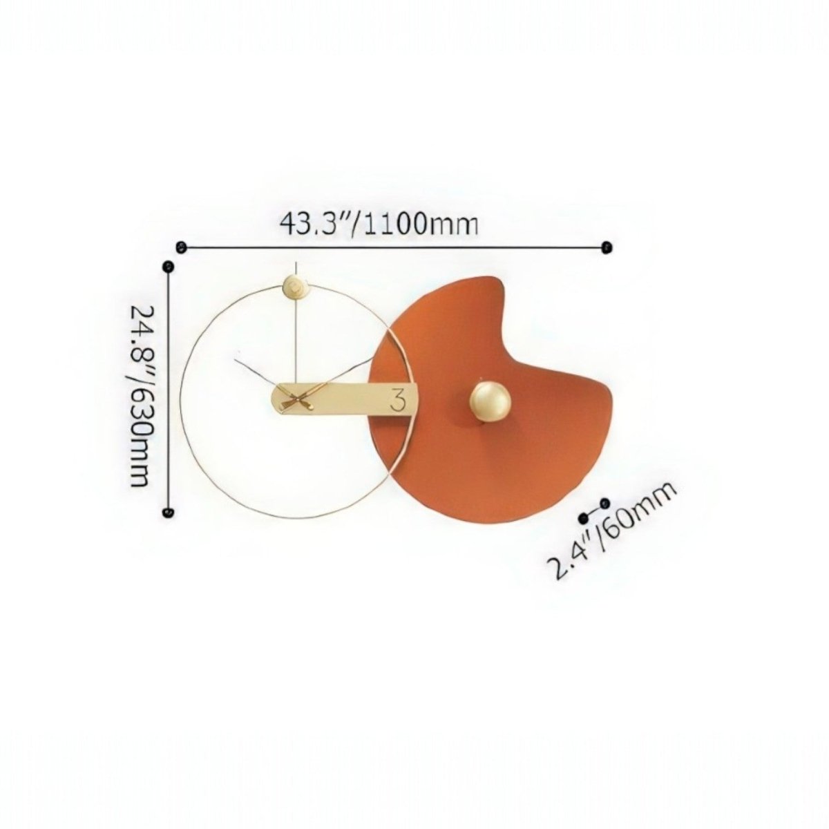 Curved Rhythm Geometric Timepiece (43.3 x 24.8 Inches)