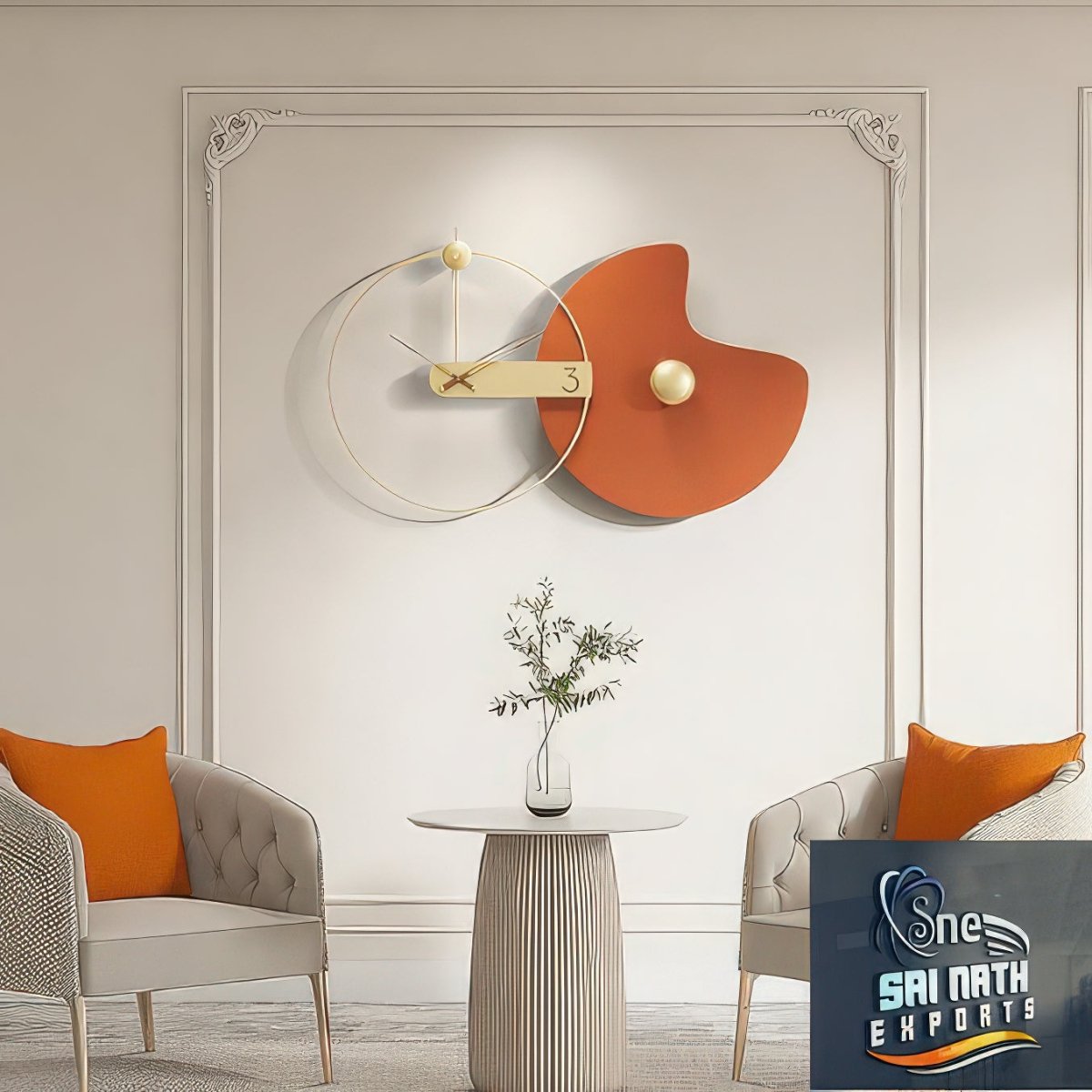 Curved Rhythm Geometric Timepiece (43.3 x 24.8 Inches)