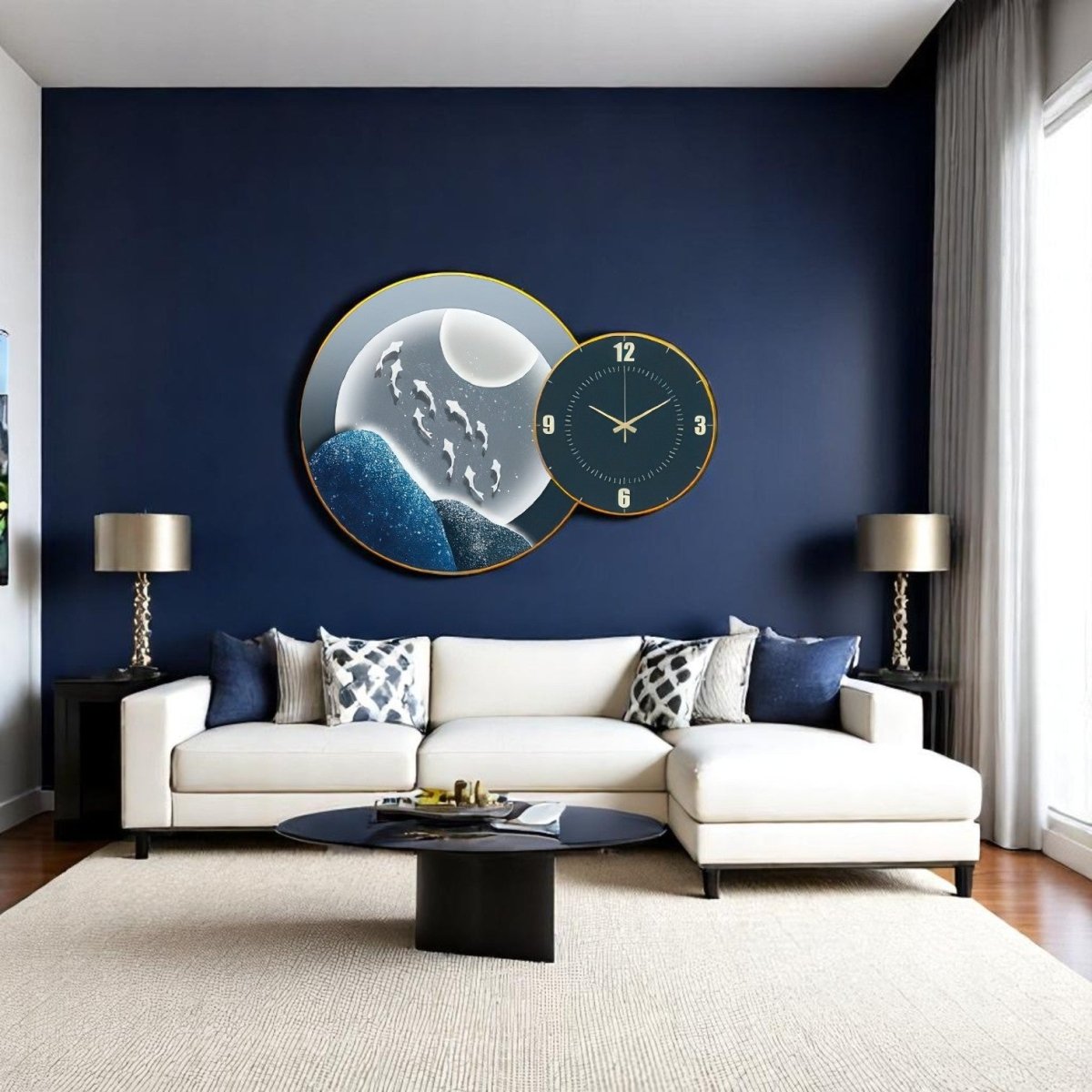 Deep Blue Sea Life Wall Clock Art ( 50 X 50 CM )
