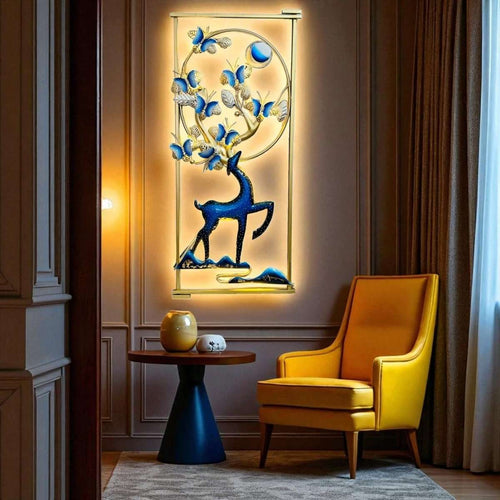 Deer: Monarch's Moonlight Embrace With LED (24 x 48 Inches)