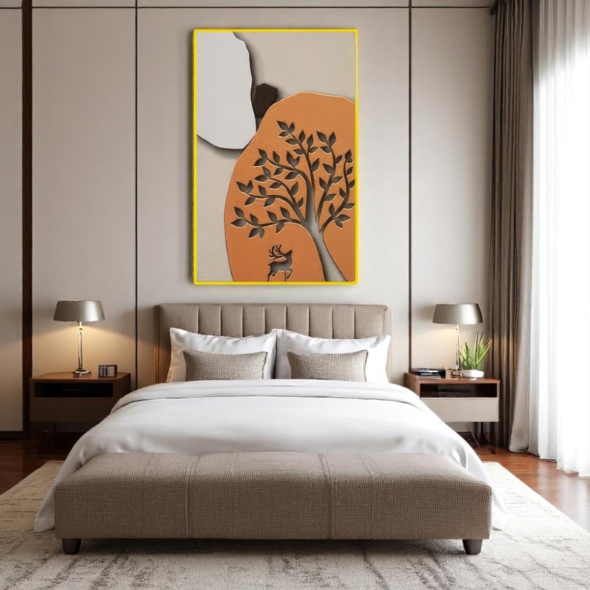 Deer & Tree Silhouette Wall Art (60 x 90 CM)