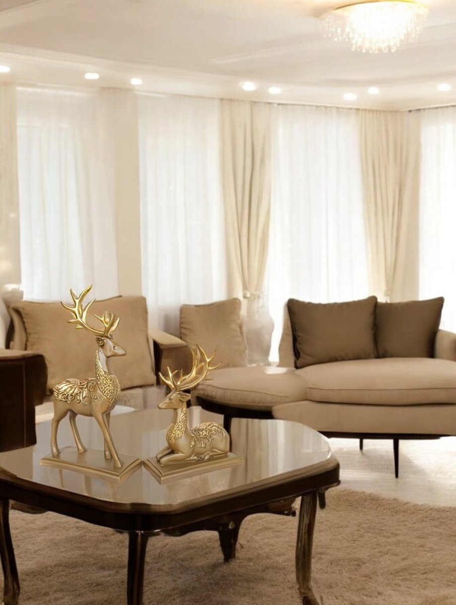 Deer:Marble Glow Deer Pair Table Decor