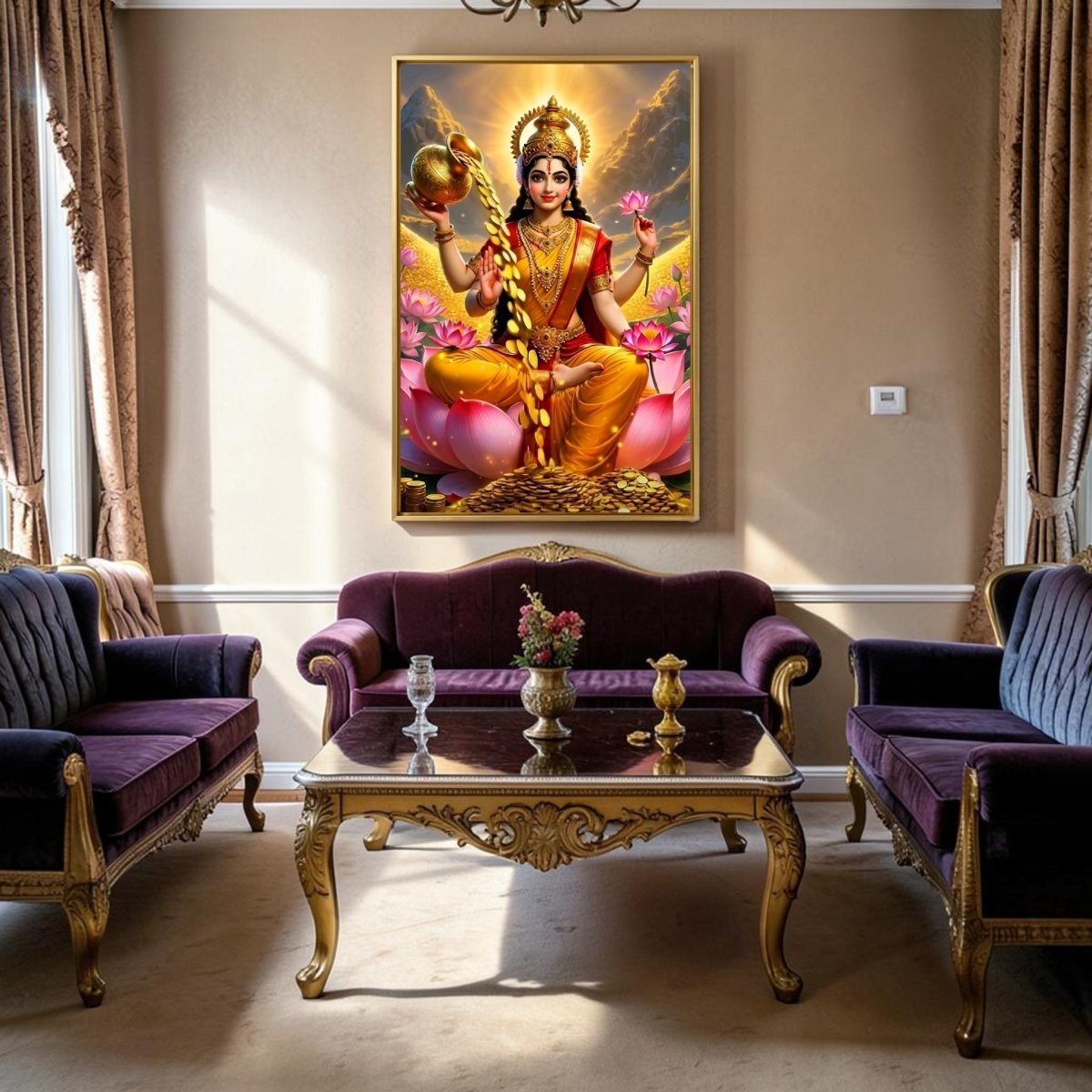 Dhana Lakshmi: Shubh - Labh: Prosperity in the Golden Valley (24 x 36 Inches)