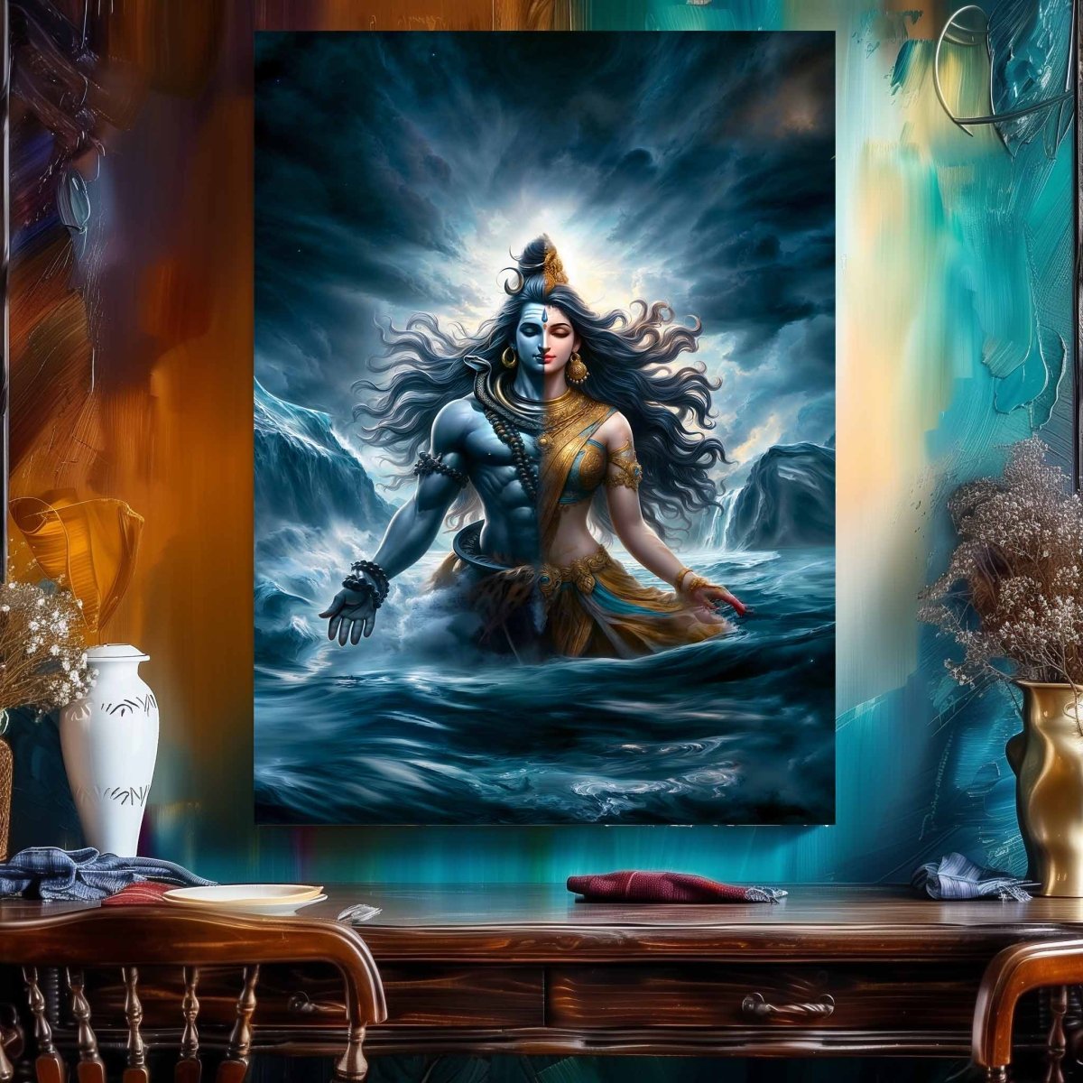 Divine Unity: Ardhnarishwar Shiva And Shakti (24 x 36 Inches)