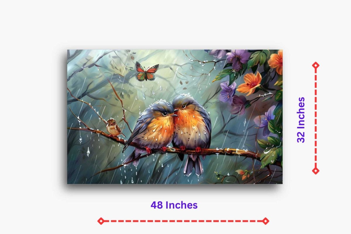 Dripping Diamonds of Songbird feathers Canvas Wall Painting (36 x 24 Inches)