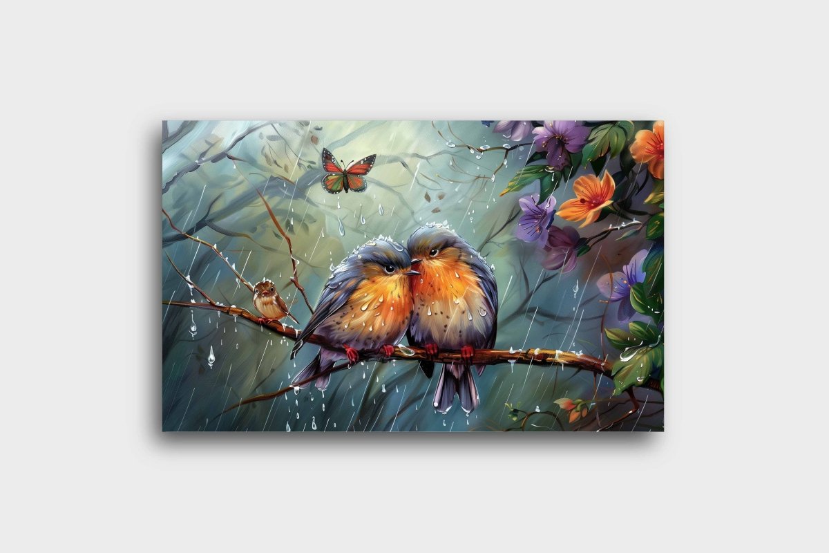 Dripping Diamonds of Songbird feathers Canvas Wall Painting (36 x 24 Inches)
