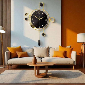 Elegant Black & Gold Hanging Clock (21.6 x 15.7 Inches)