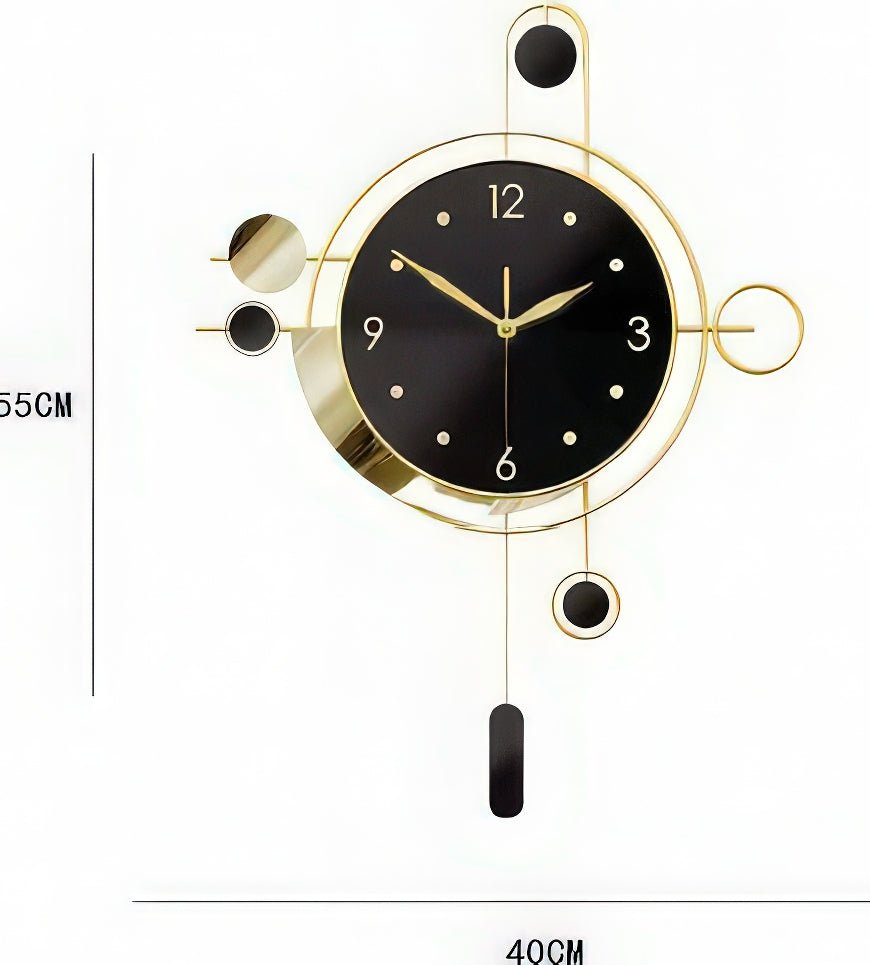 Elegant Black & Gold Hanging Clock (21.6 x 15.7 Inches)