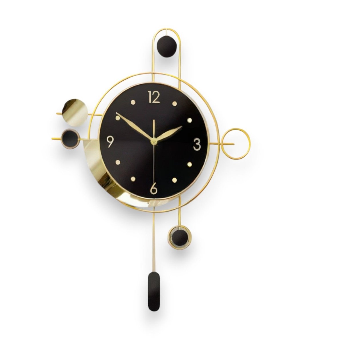 Elegant Black & Gold Hanging Clock (21.6 x 15.7 Inches)