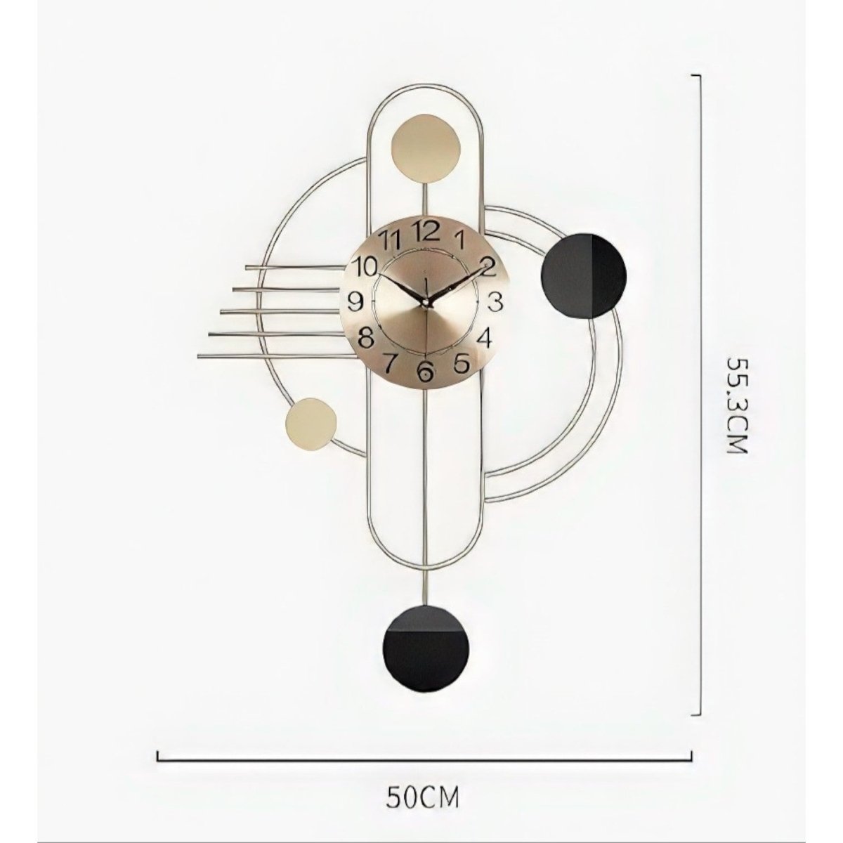 Elegant Gold & Black Geometric Wall Clock (21.7 x 19.6 Inches)
