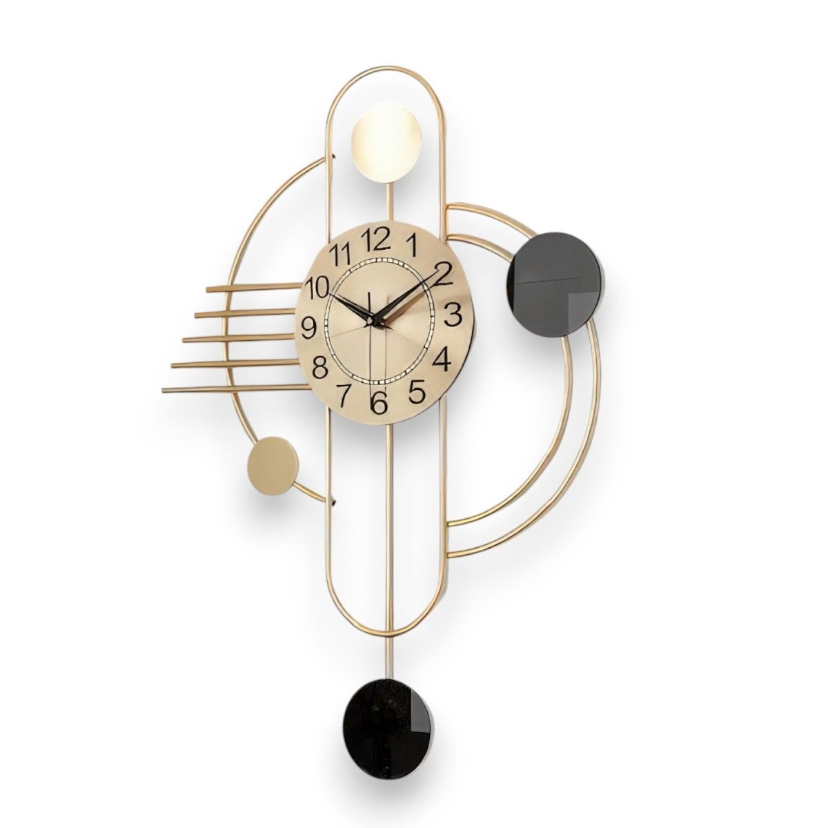 Elegant Gold & Black Geometric Wall Clock (21.7 x 19.6 Inches)