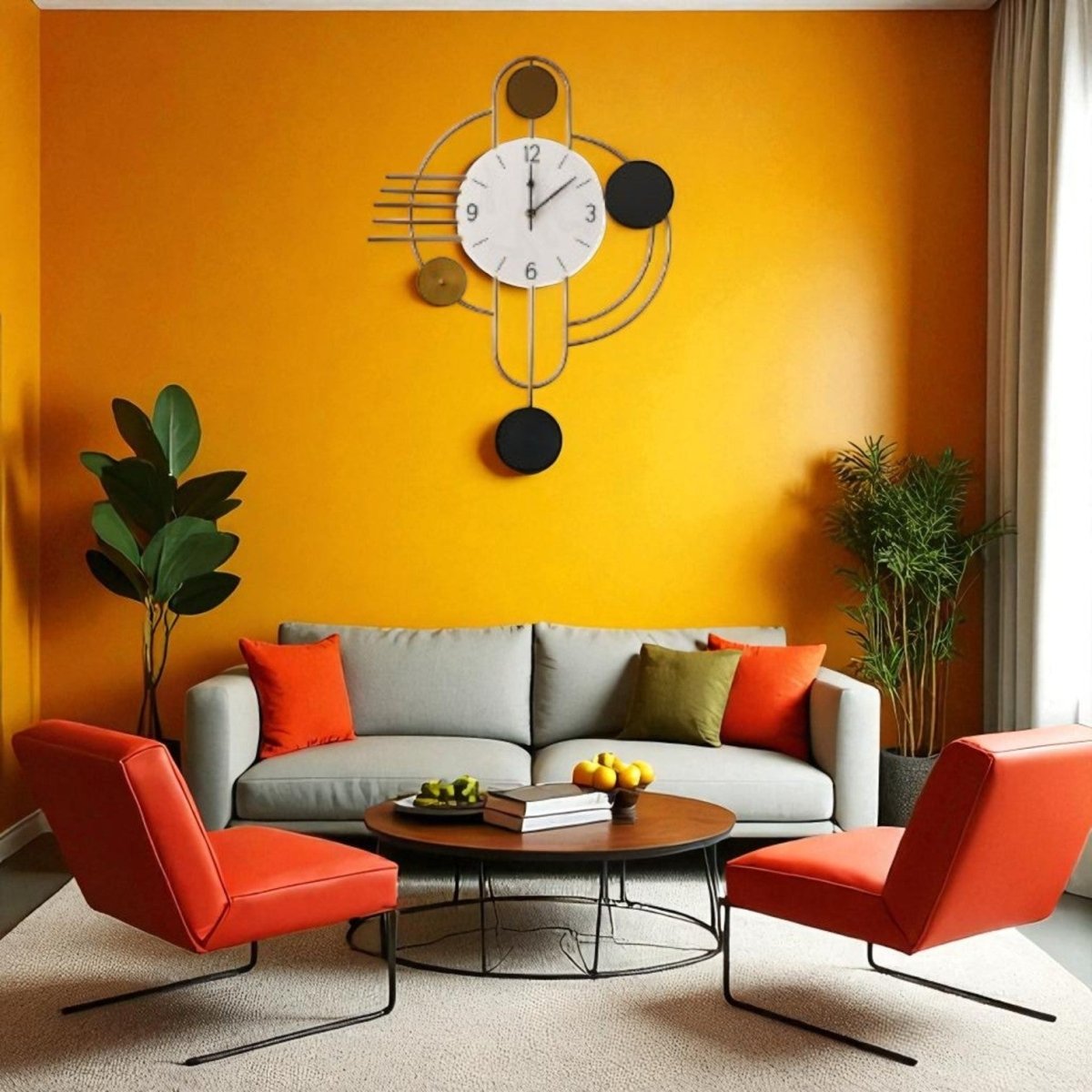 Elegant Gold & Black Geometric Wall Clock (21.7 x 19.6 Inches)