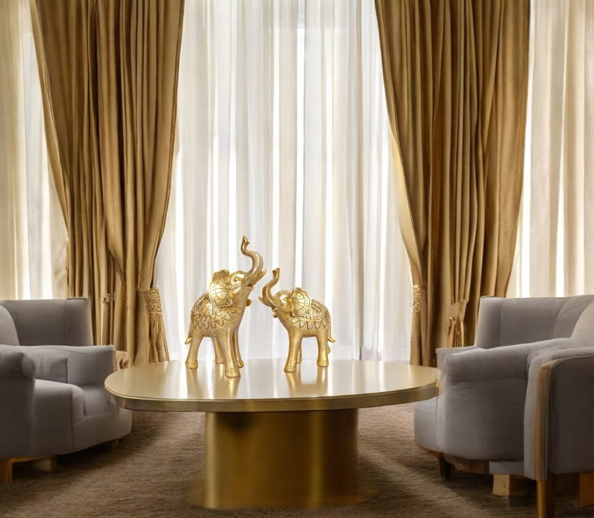 Elephant:The Golden Guard Table Decor