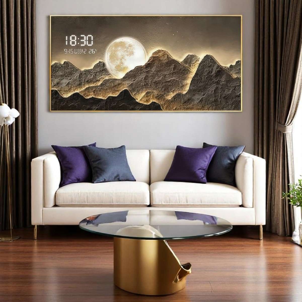 Enchanted Lunar Mountainscape with Time (120 x 60 CM)