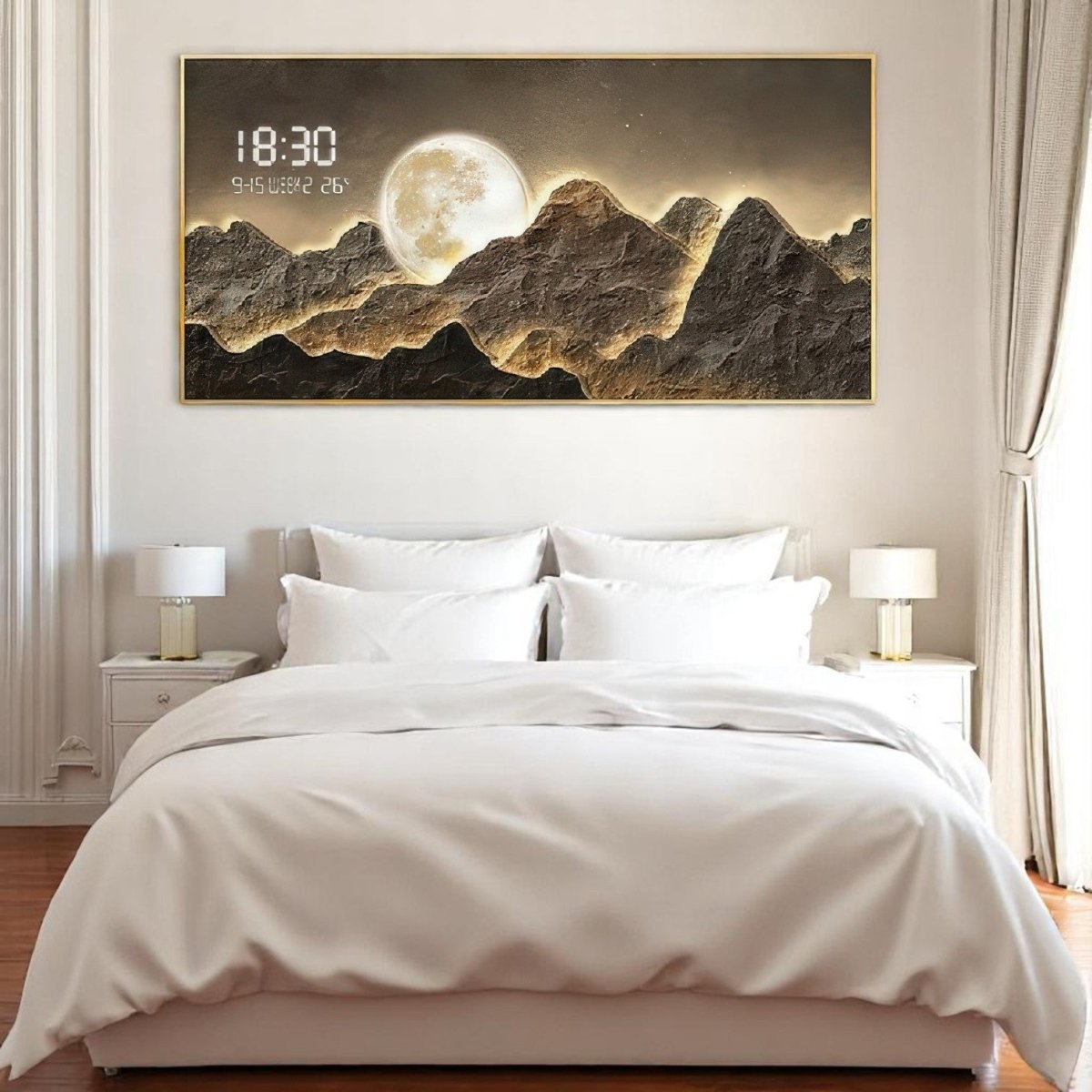 Enchanted Lunar Mountainscape with Time (120 x 60 CM)