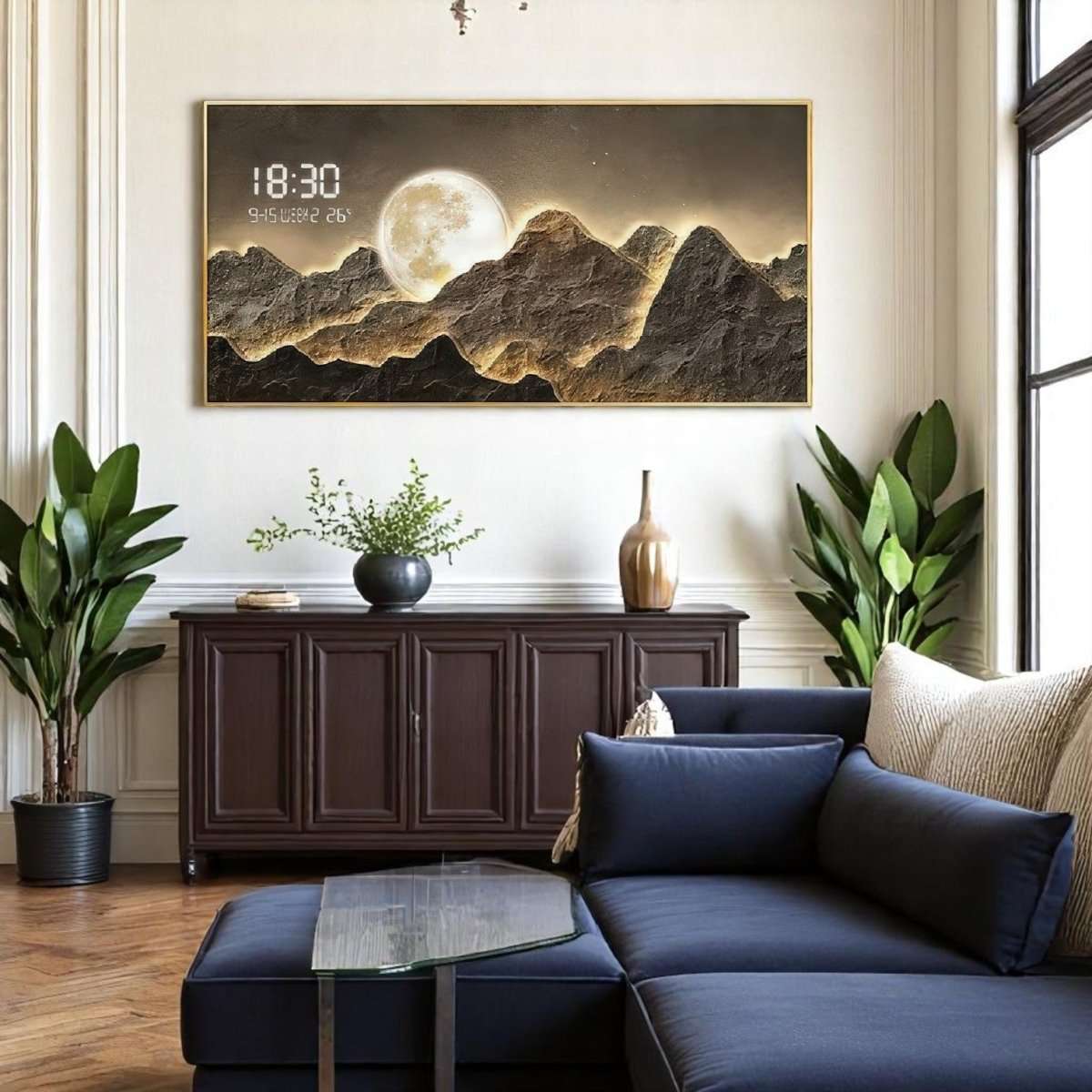 Enchanted Lunar Mountainscape with Time (120 x 60 CM)