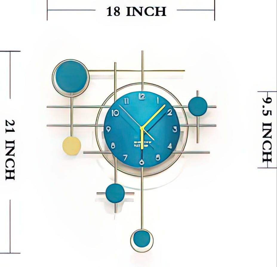 Equinox:Modern Teal & Gold Clock (21 x 18 Inches)