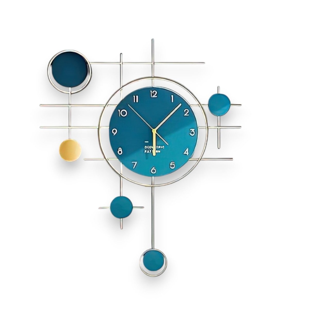 Equinox:Modern Teal & Gold Clock (21 x 18 Inches)