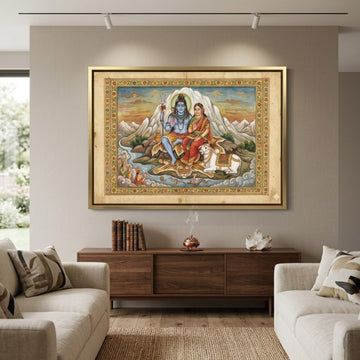 Eternal Guardians: Shiva - Shakti and the Sacred Nandi Canvas