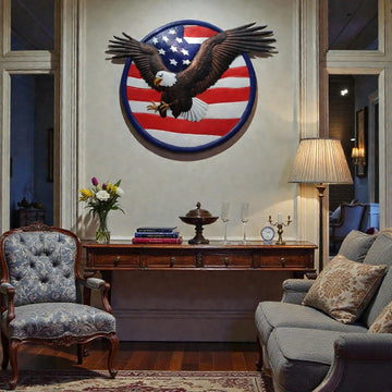 Eternal Independence: Patriotic Eagle Relief Sculpture (24 x 20 Inches)