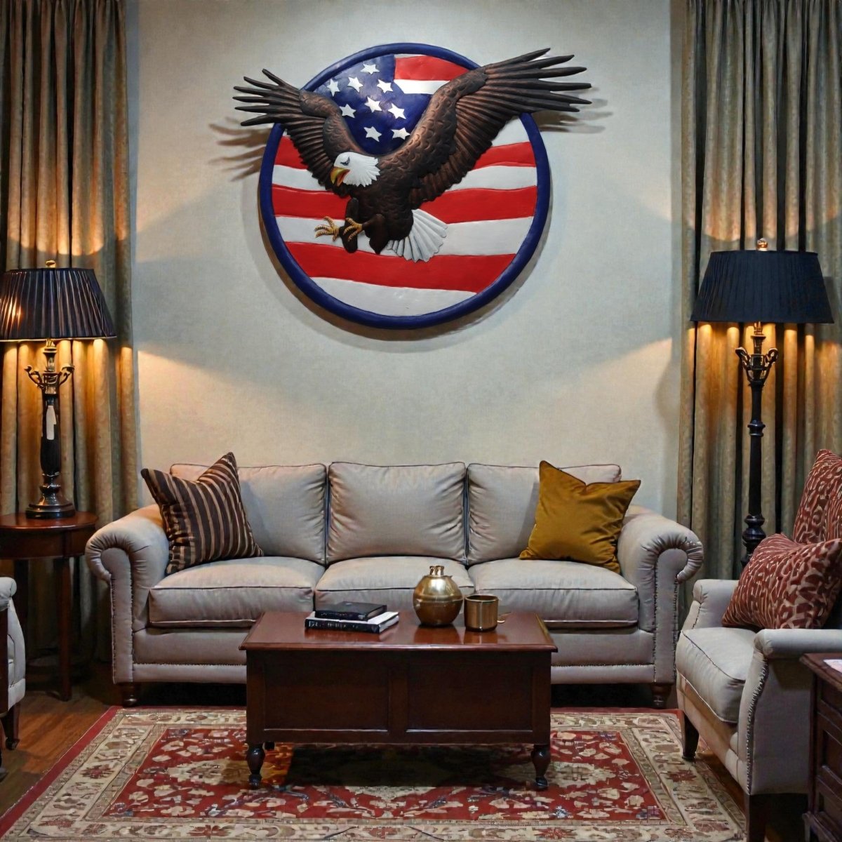 Eternal Independence: Patriotic Eagle Relief Sculpture (24 x 20 Inches)