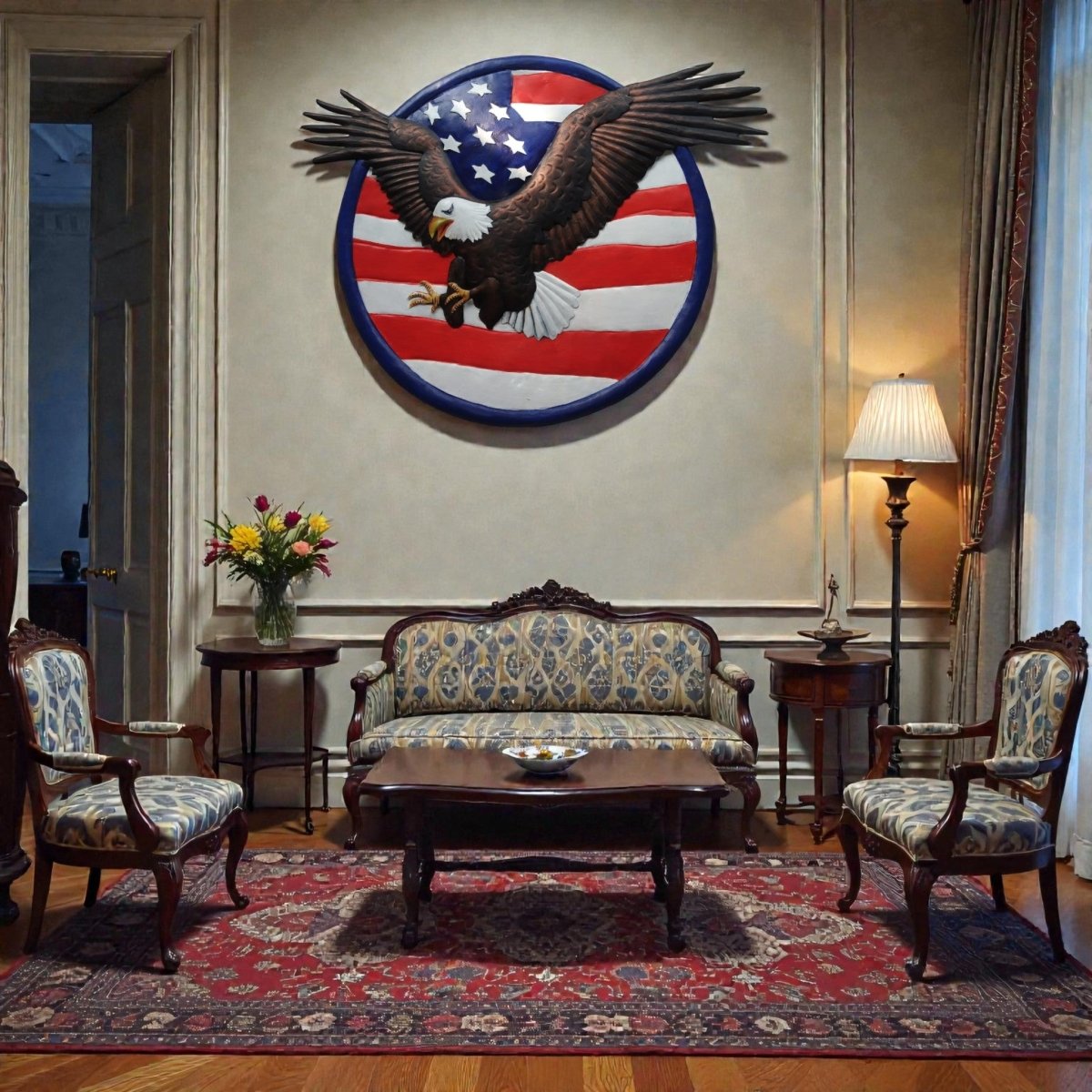 Eternal Independence: Patriotic Eagle Relief Sculpture (24 x 20 Inches)