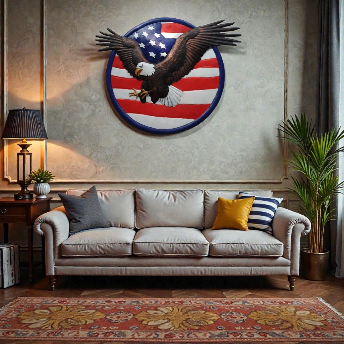 Eternal Independence: Patriotic Eagle Relief Sculpture (24 x 20 Inches)