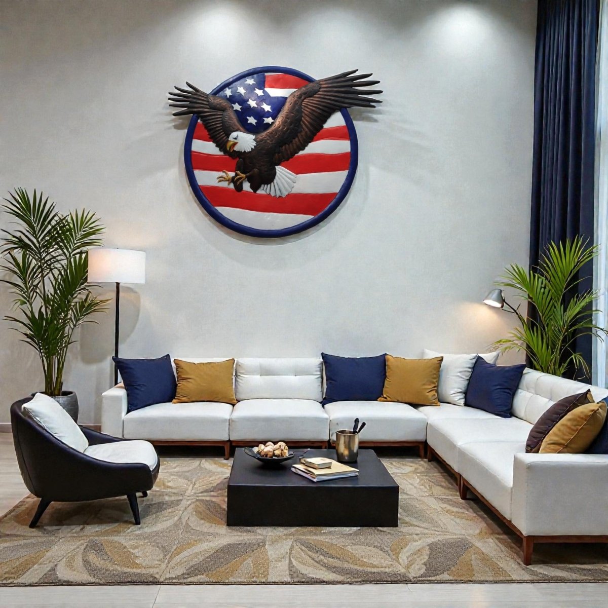 Eternal Independence: Patriotic Eagle Relief Sculpture (24 x 20 Inches)