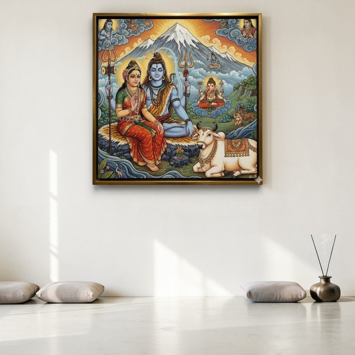 Eternal Kailash: Radiant Mahadev and Gauri Canvas