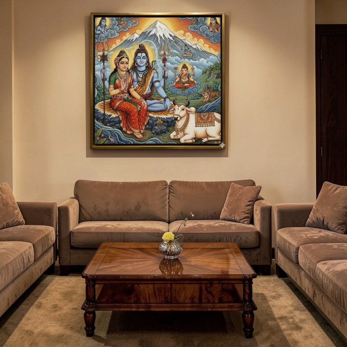 Eternal Kailash: Radiant Mahadev and Gauri Canvas