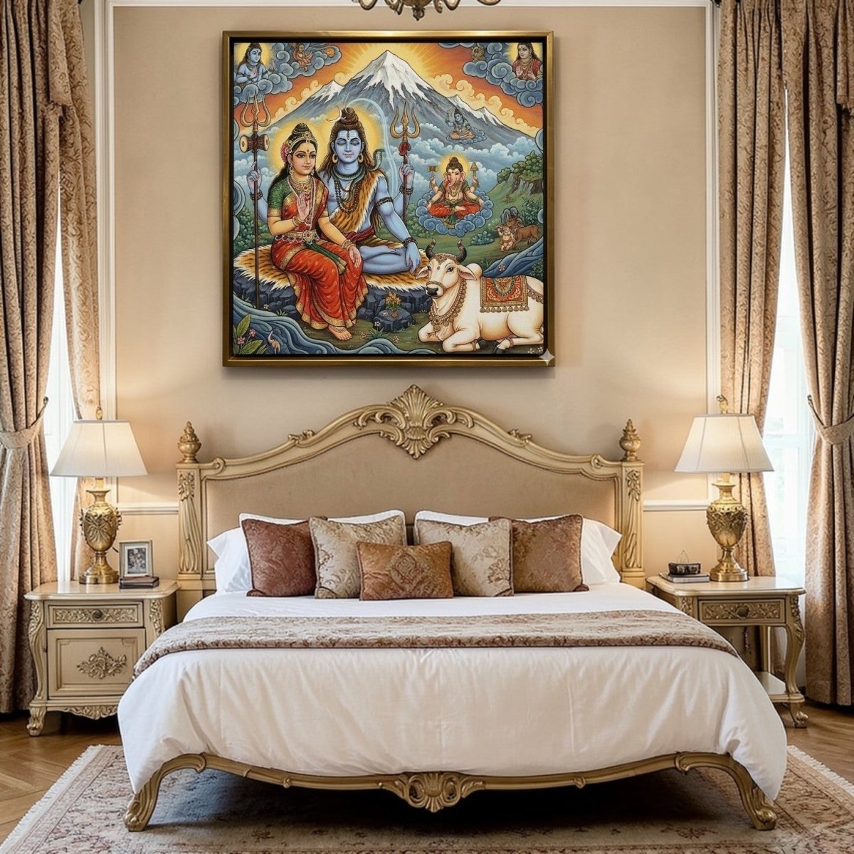 Eternal Kailash: Radiant Mahadev and Gauri Canvas