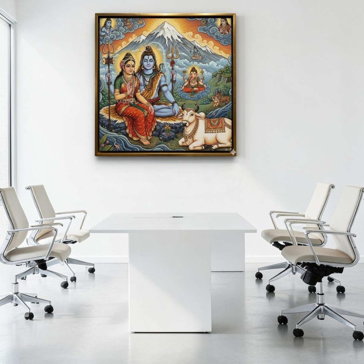 Eternal Kailash: Radiant Mahadev and Gauri Canvas