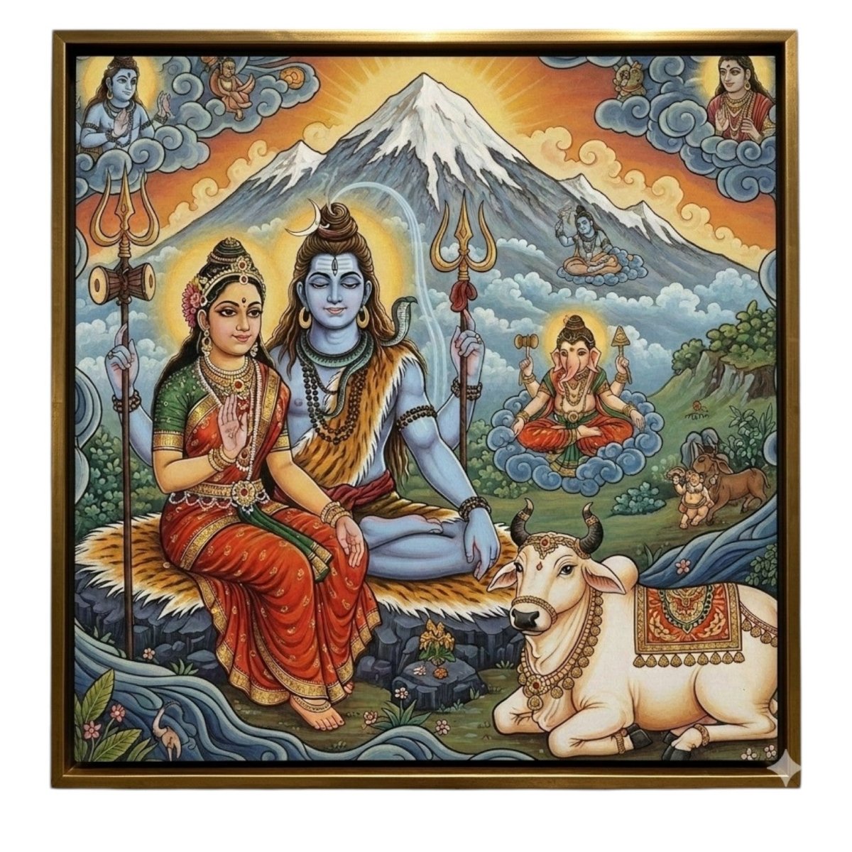 Eternal Kailash: Radiant Mahadev and Gauri Canvas