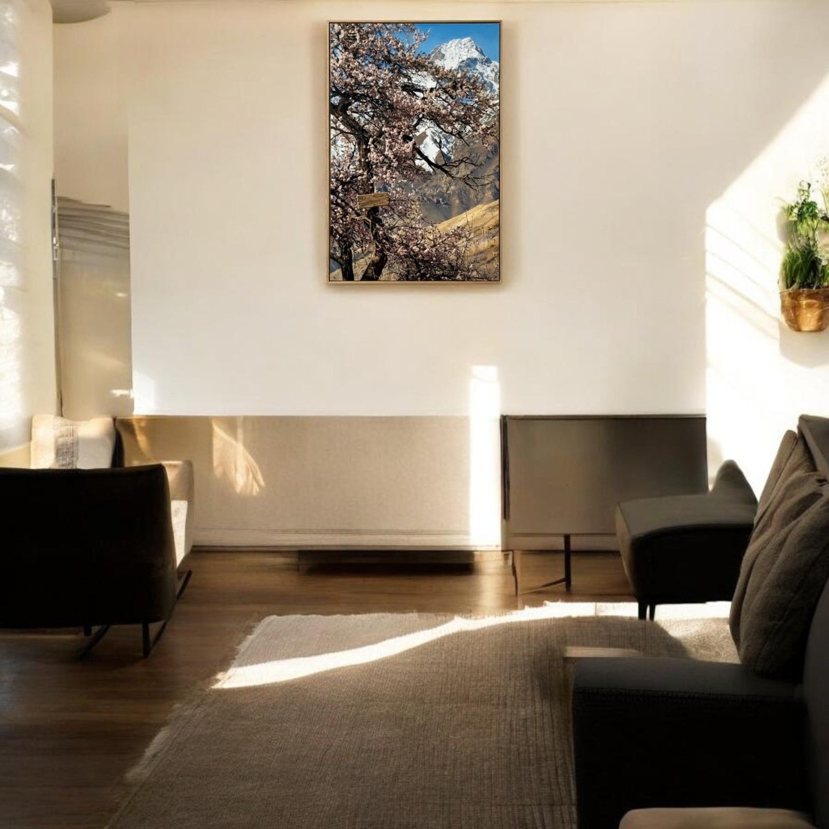 Eternal Spring: Himalayan Peak & Cherry Blossoms (24 x 36 Inches)