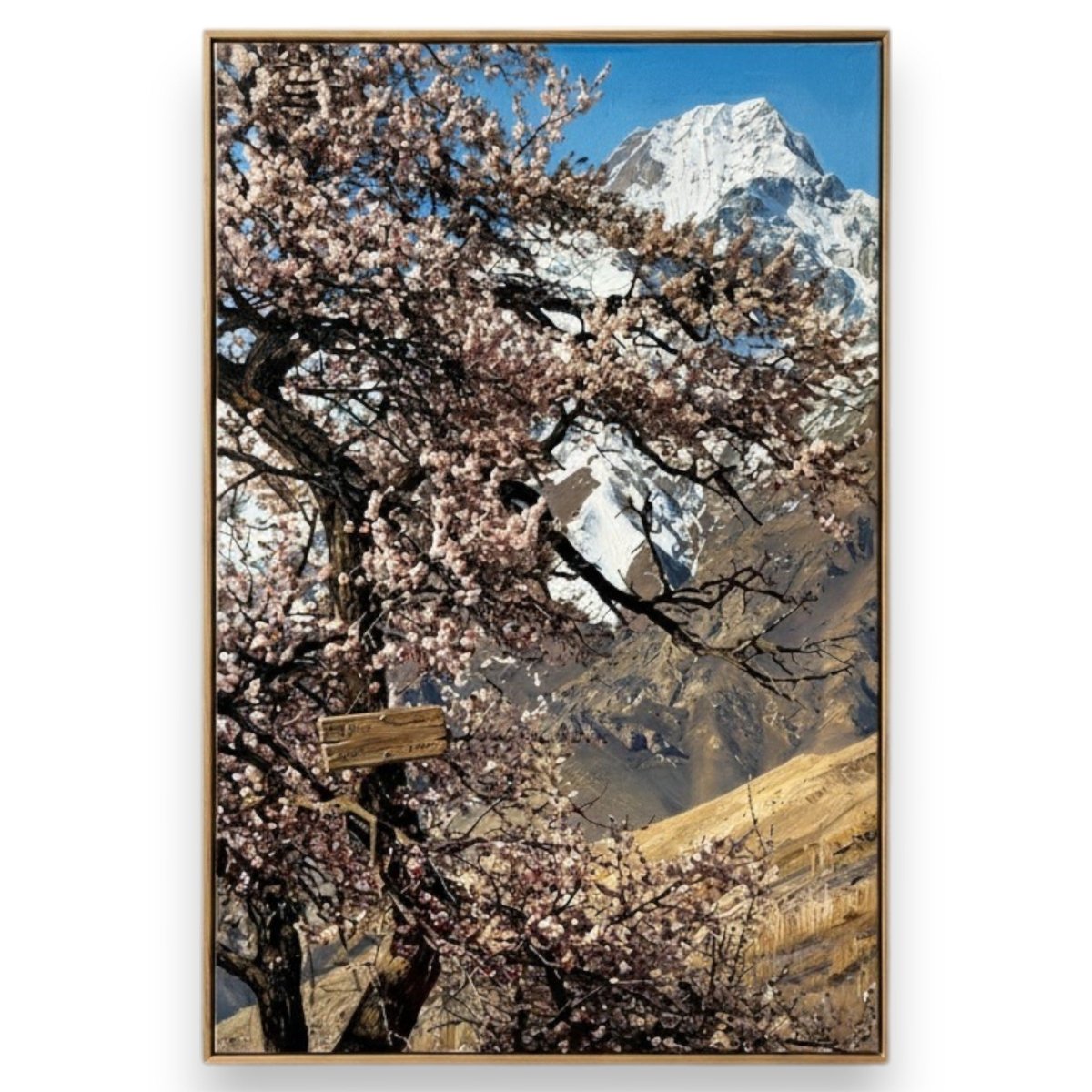 Eternal Spring: Himalayan Peak & Cherry Blossoms (24 x 36 Inches)