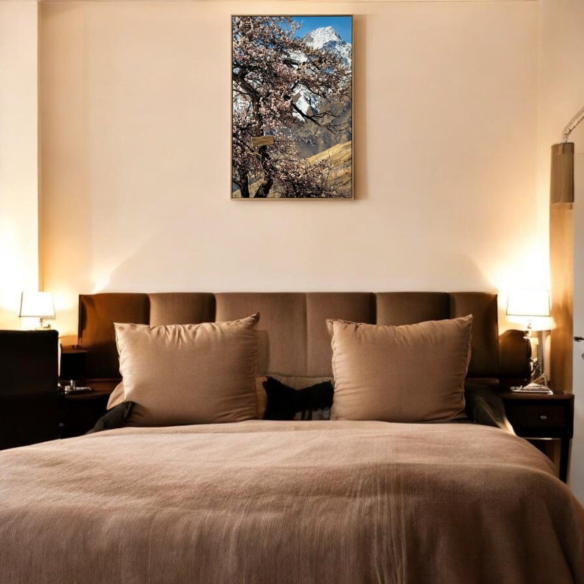 Eternal Spring: Himalayan Peak & Cherry Blossoms (24 x 36 Inches)