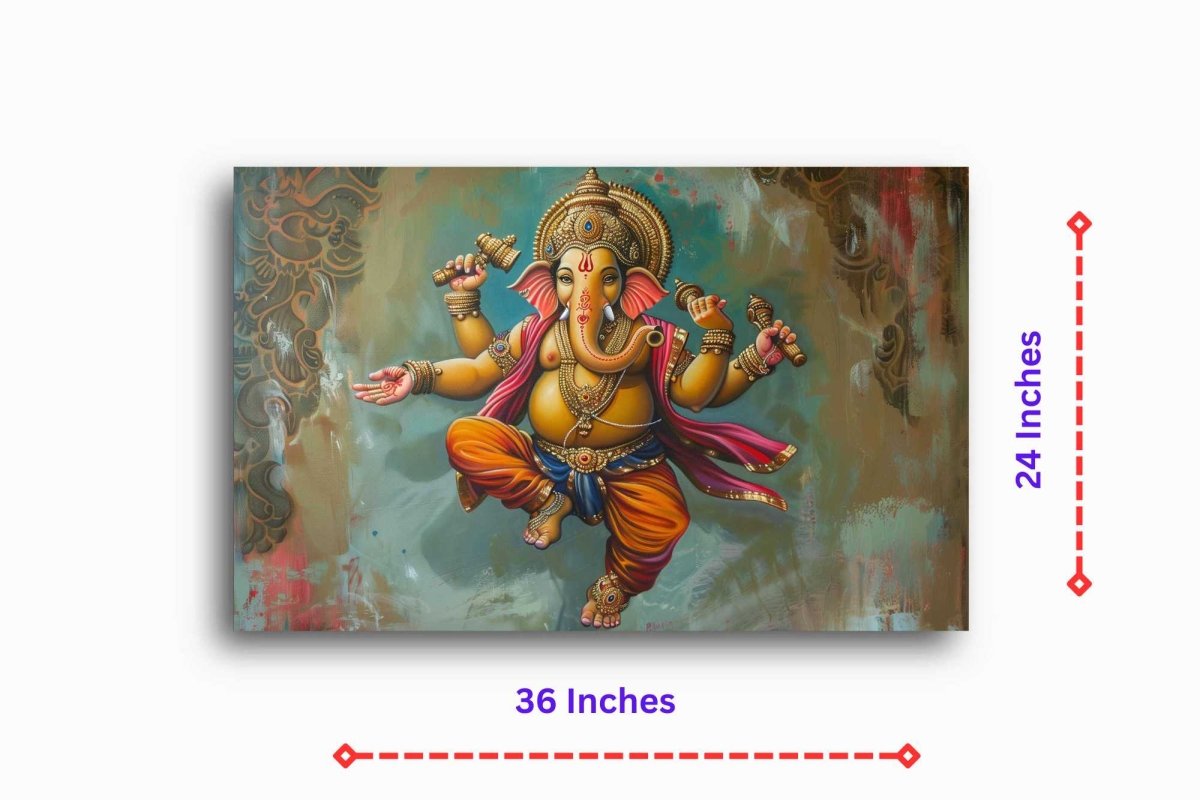 Ganesha: Nritya Ganapati Canvas Wall Painting (36 x 24 Inches)