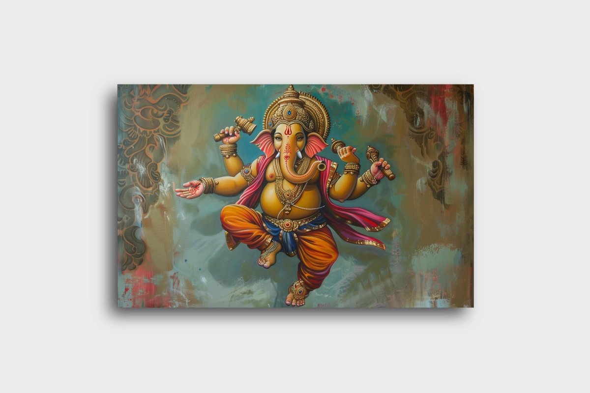 Ganesha: Nritya Ganapati Canvas Wall Painting (36 x 24 Inches)