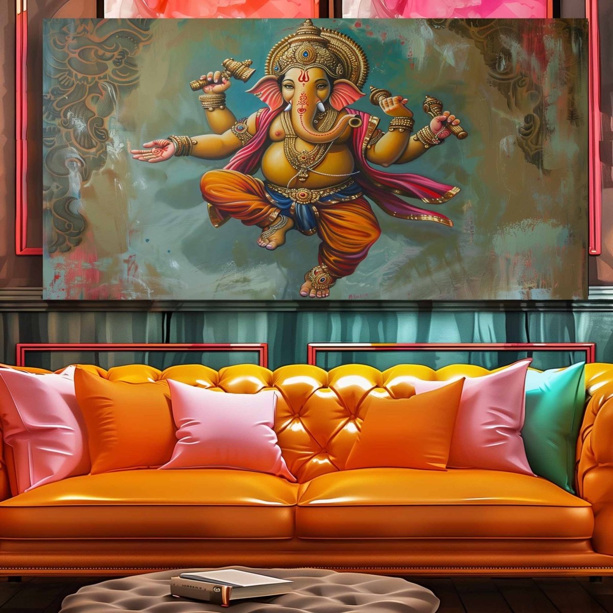 Ganesha: Nritya Ganapati Canvas Wall Painting (36 x 24 Inches)