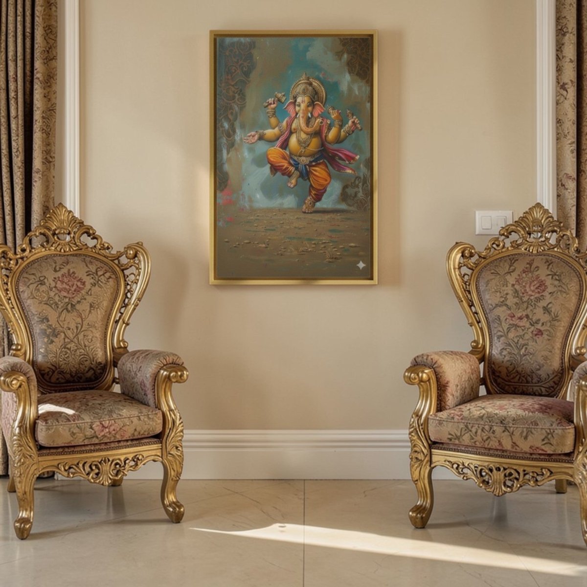 Ganesha: Nritya Ganapati Canvas Wall Painting Vertical